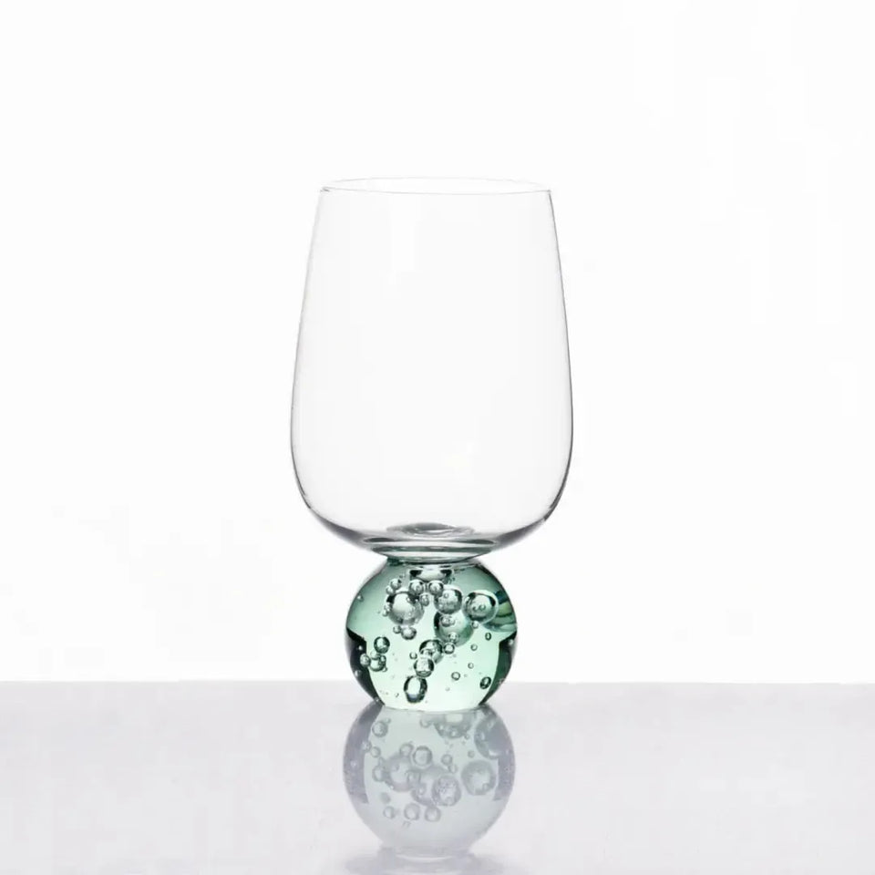 Taça para Água Vidro base Esfera Transparente / Verde Linha Sintonia 540ml