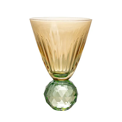 Taça para Água Vidro base Geométrica Âmbar / Verde Linha Sintonia 400ml