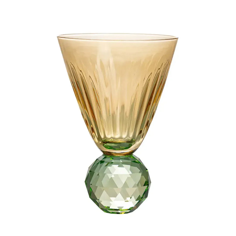 Taça para Água Vidro base Geométrica Âmbar / Verde Linha Sintonia 400ml