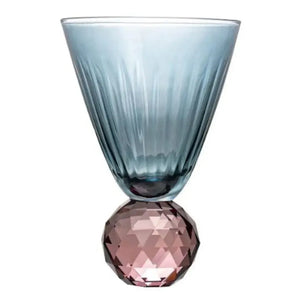 Taça para Água Vidro base Geométrica Azul / Lilás Linha Sintonia 400ml