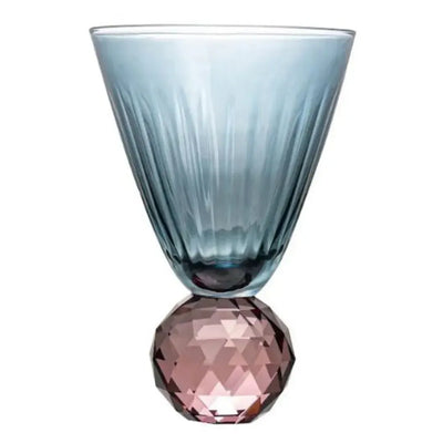 Taça para Água Vidro base Geométrica Azul / Lilás Linha Sintonia 400ml