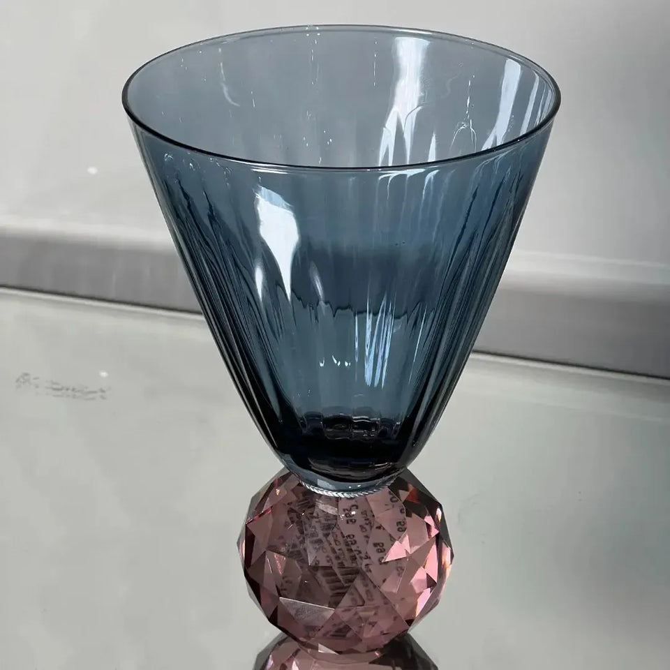 Taça para Água Vidro base Geométrica Azul / Lilás Linha Sintonia 400ml