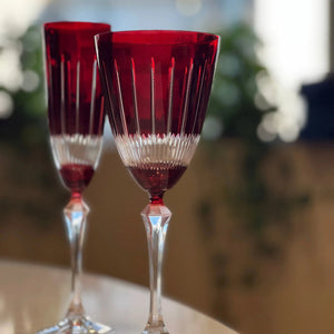 Taça para Água ou Vinho em Cristal Lapidado Bohemia Elizabeth Vermelho 350ml