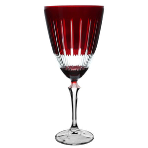 Taça para Água ou Vinho em Cristal Lapidado Bohemia Elizabeth Vermelho 350ml