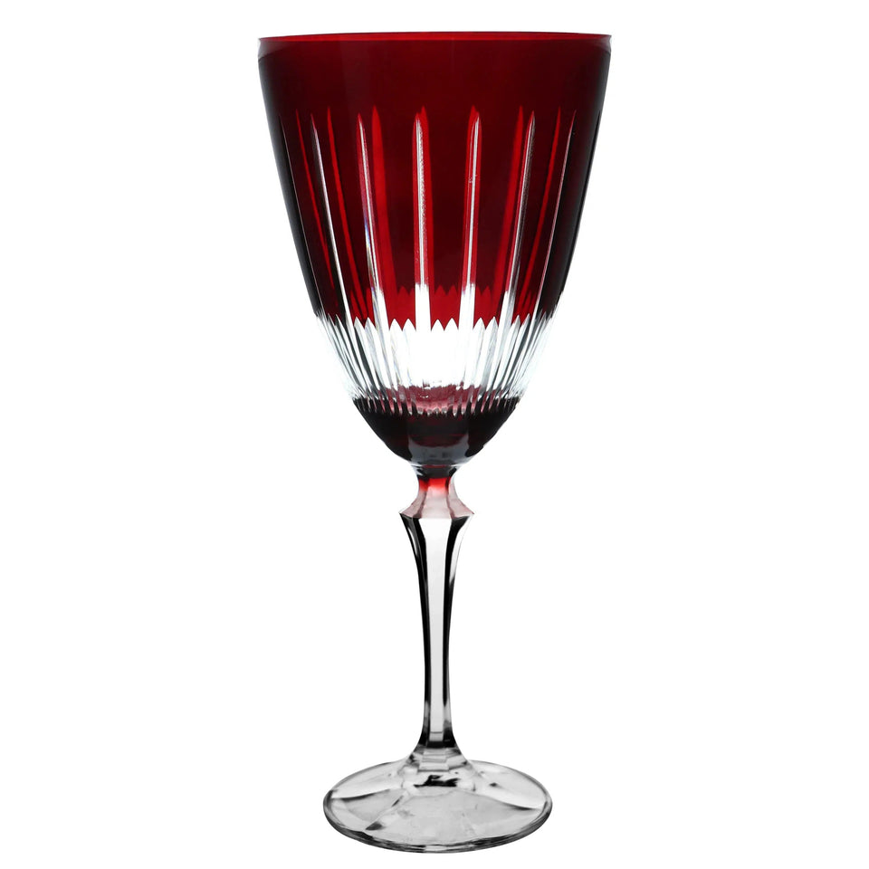 Taça para Água ou Vinho em Cristal Lapidado Bohemia Elizabeth Vermelho 350ml