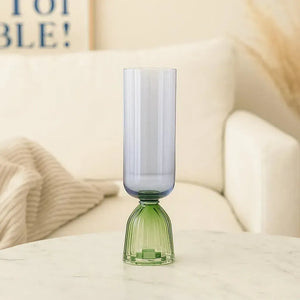 Taça para Champanhe Vidro base Arqueada Azul / Verde Linha Sintonia 270ml