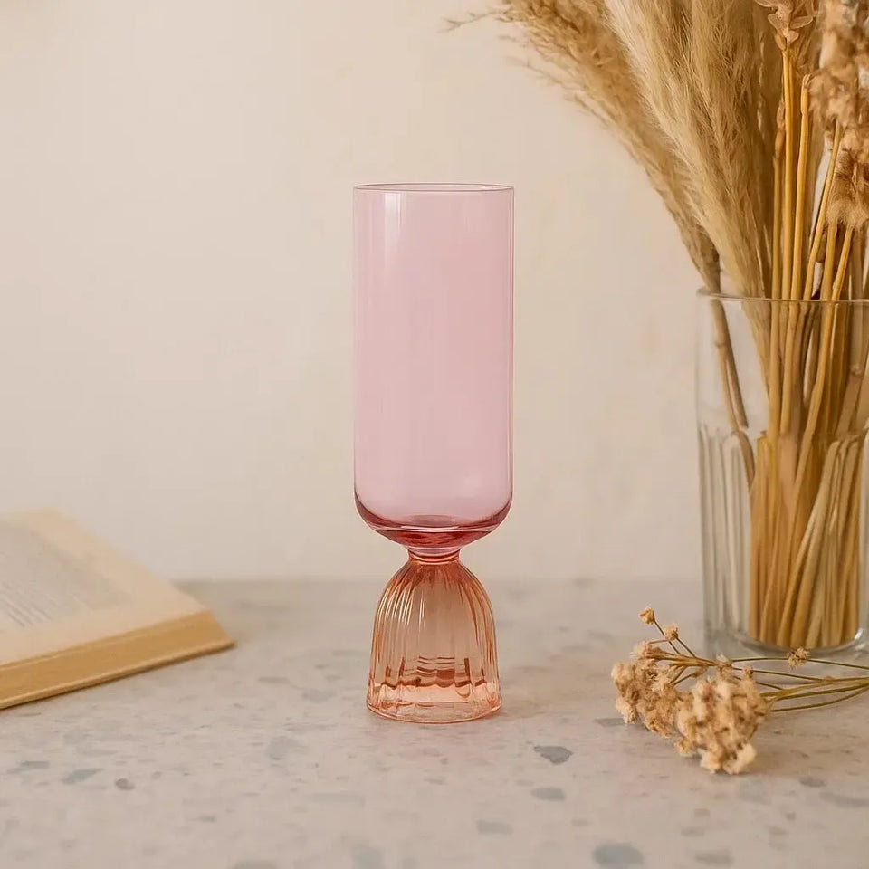 Taça para Champanhe Vidro base Arqueada Rose / Âmbar Linha Sintonia 270ml