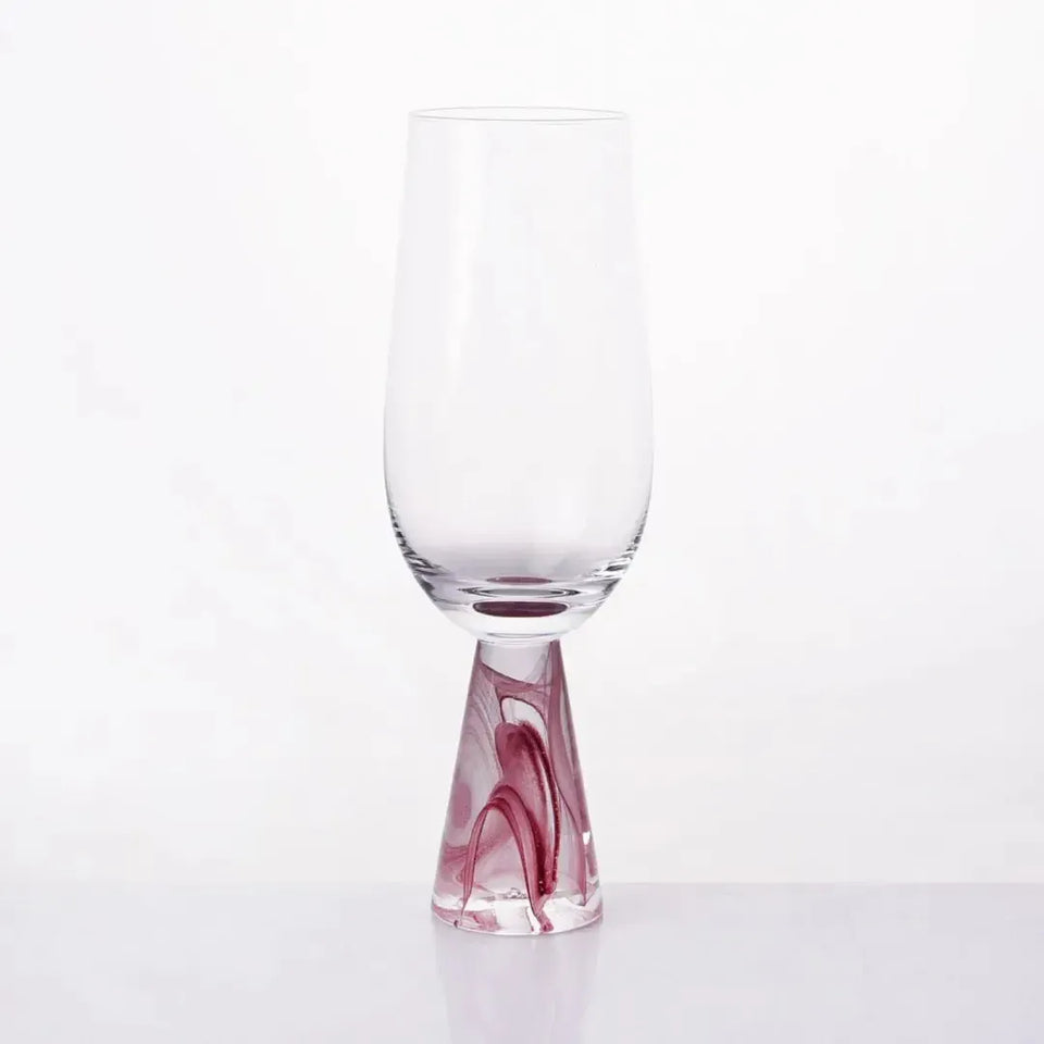 Taça para Champanhe Vidro base Cônica Transparente / Bordô Linha Sintonia 200ml