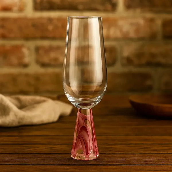 Taça para Champanhe Vidro base Cônica Transparente / Bordô Linha Sintonia 200ml