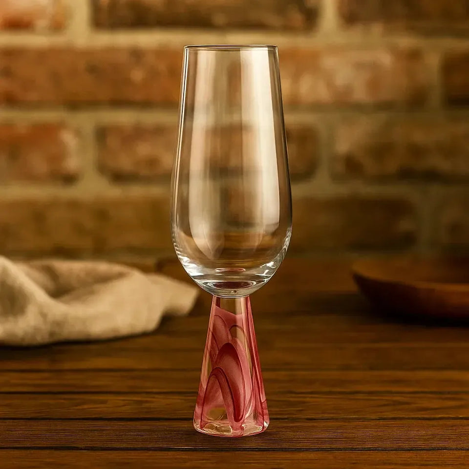 Taça para Champanhe Vidro base Cônica Transparente / Bordô Linha Sintonia 200ml