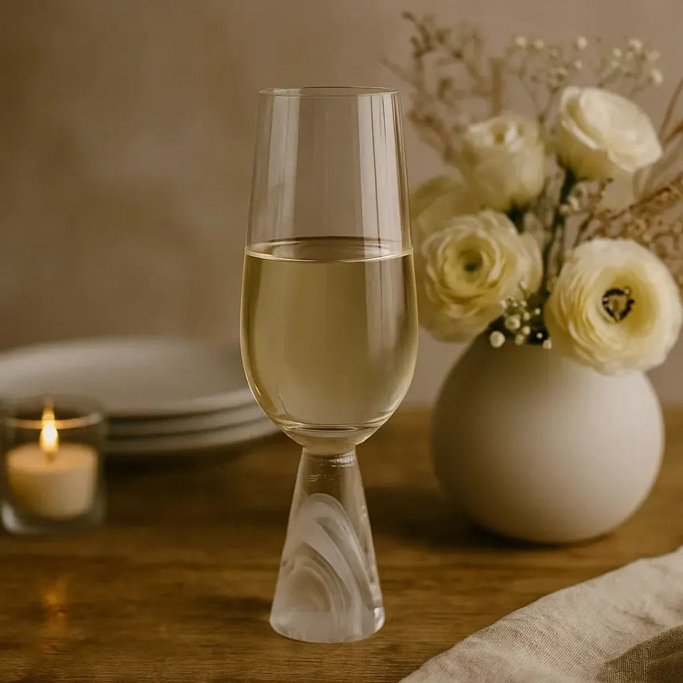 Taça para Champanhe Vidro base Cônica Transparente / Branca Linha Sintonia 200ml