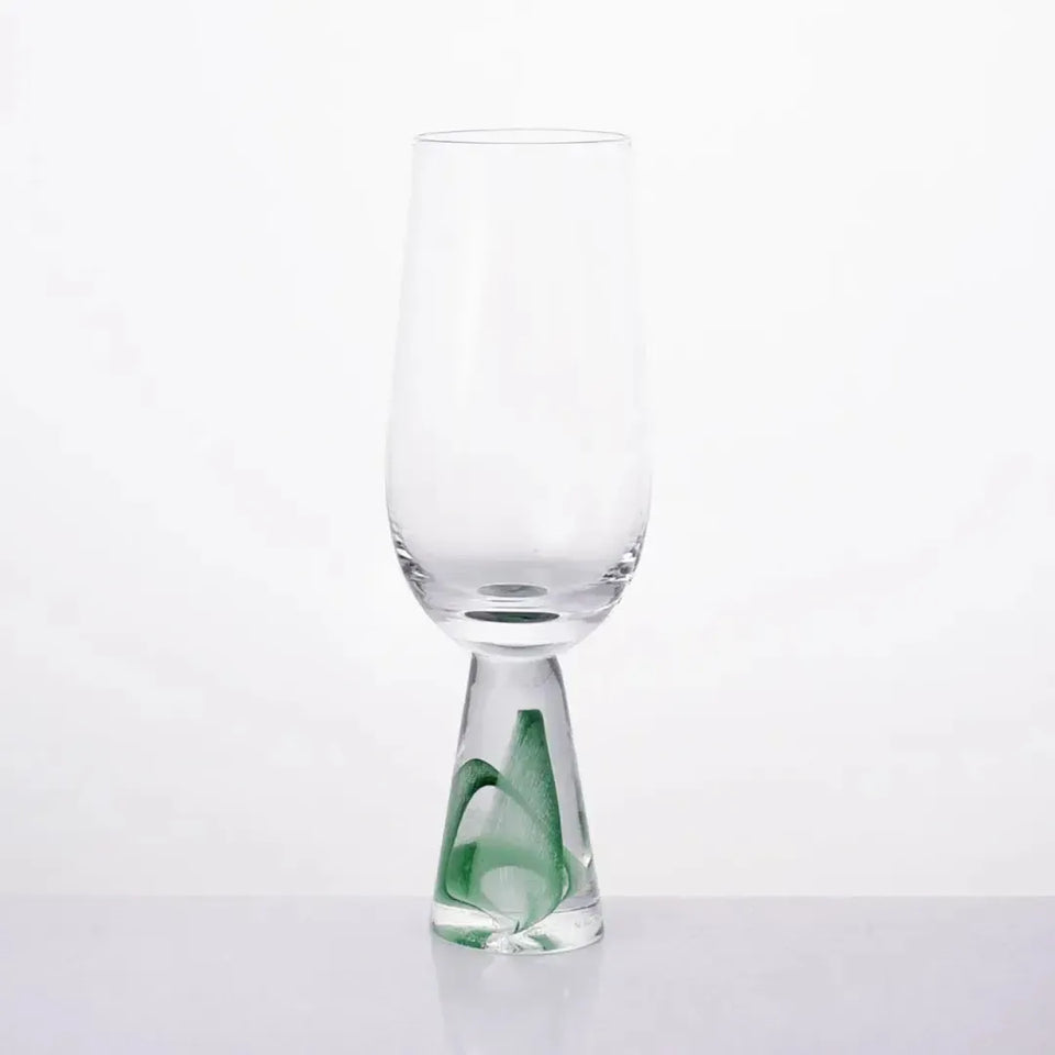 Taça para Champanhe Vidro base Cônica Transparente / Verde Linha Sintonia 200ml
