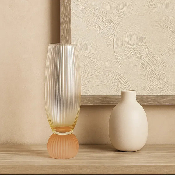 Taça para Champanhe Vidro base Esfera Amarela / Laranja Linha Sintonia 210ml