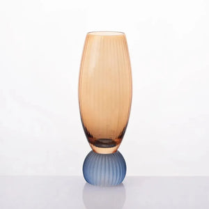 Taça para Champanhe Vidro base Esfera Laranja / Azul Linha Sintonia 220ml