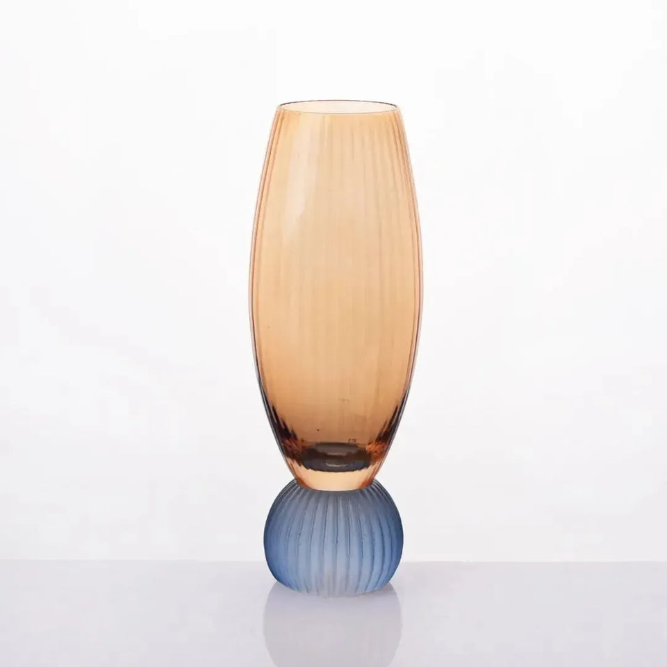 Taça para Champanhe Vidro base Esfera Laranja / Azul Linha Sintonia 220ml