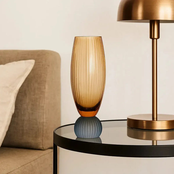 Taça para Champanhe Vidro base Esfera Laranja / Azul Linha Sintonia 220ml