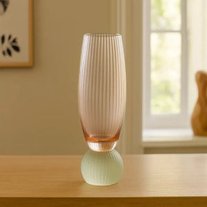 Taça para Champanhe Vidro base Esfera Laranja / Verde Linha Sintonia 210ml