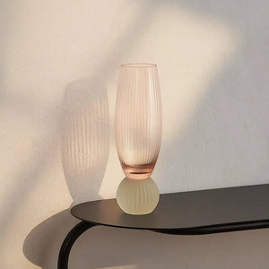 Taça para Champanhe Vidro base Esfera Laranja / Verde Linha Sintonia 210ml