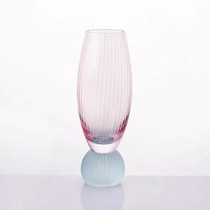 Taça para Champanhe Vidro base Esfera Rosa / Azul Linha Sintonia 220ml