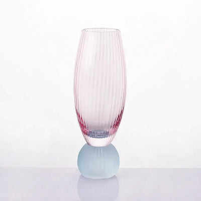 Taça para Champanhe Vidro base Esfera Rosa / Azul Linha Sintonia 220ml