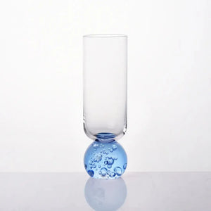 Taça para Champanhe Vidro base Esfera Transparente / Azul Linha Sintonia 250ml