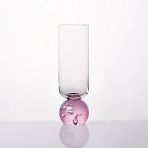 Taça para Champanhe Vidro base Esfera Transparente / Pink Linha Sintonia 250ml