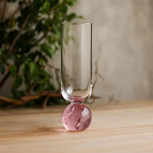 Taça para Champanhe Vidro base Esfera Transparente / Pink Linha Sintonia 250ml