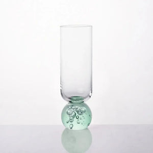 Taça para Champanhe Vidro base Esfera Transparente / Verde Linha Sintonia 250ml