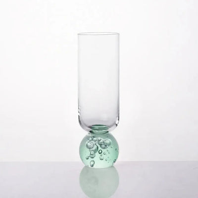 Taça para Champanhe Vidro base Esfera Transparente / Verde Linha Sintonia 250ml