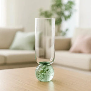 Taça para Champanhe Vidro base Esfera Transparente / Verde Linha Sintonia 250ml