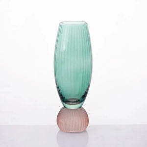 Taça para Champanhe Vidro base Esfera Verde / Rose Linha Sintonia 220ml