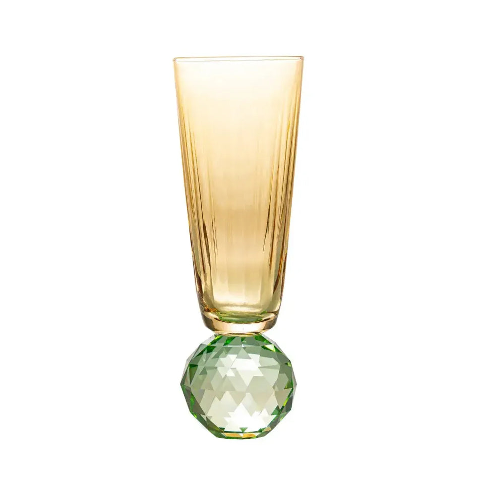 Taça para Champanhe Vidro base Geométrica Ambar / Verde Linha Sintonia 300ml