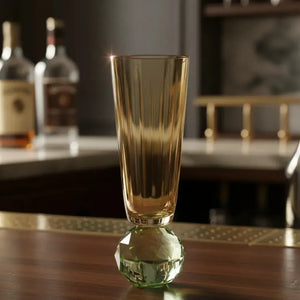 Taça para Champanhe Vidro base Geométrica Ambar / Verde Linha Sintonia 300ml