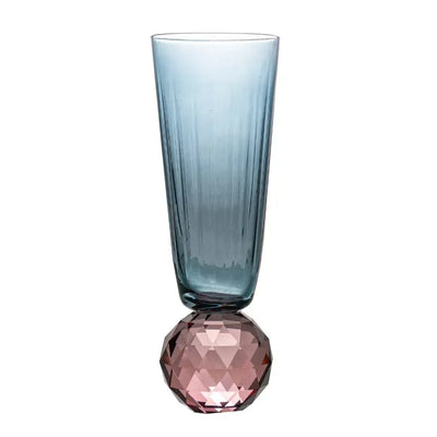 Taça para Champanhe Vidro base Geométrica Azul / Lilás Linha Sintonia 300ml