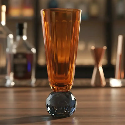 Taça para Champanhe Vidro base Geométrica Laranja / Azul Linha Sintonia 300ml