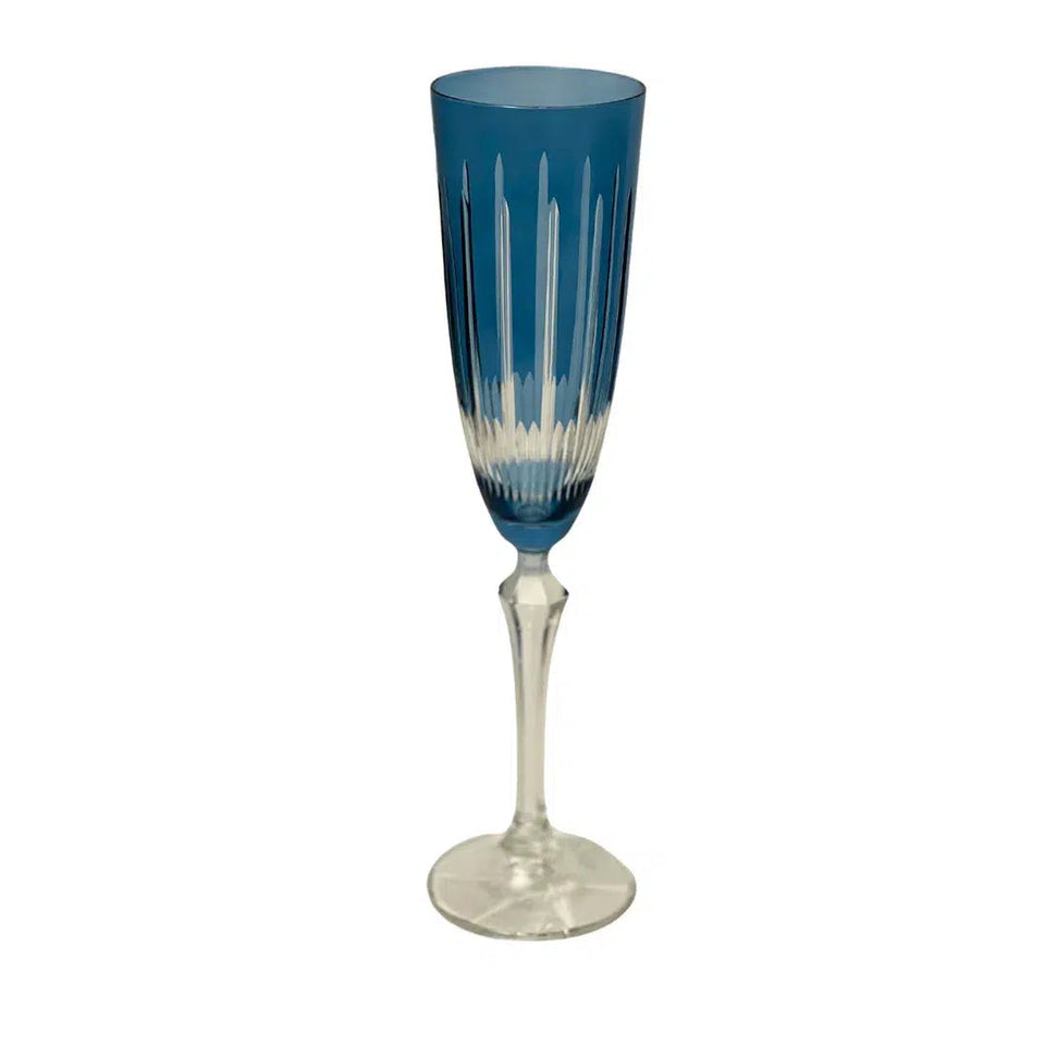 Taça para Espumante em Cristal Ecológico Lapidado Bohemia Elizabeth Azul 200ml