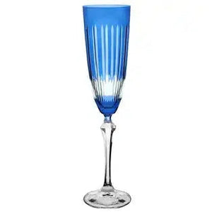 Taça para Espumante em Cristal Ecológico Lapidado Elizabeth Azul 200ml