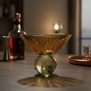 Taça para Martini Vidro base Geométrica Âmbar / Verde Linha Sintonia 300ml