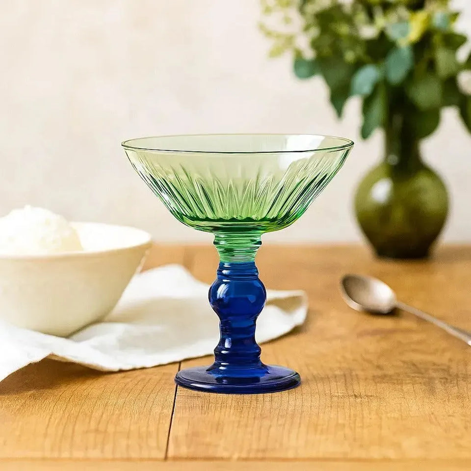 Taça para Sobremesa Vidro Verde / Azul Linha Sintonia 220ml