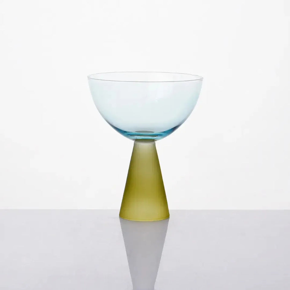 Taça para Sobremesa Vidro base Cônica Azul / Verde Linha Sintonia 240ml