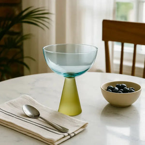 Taça para Sobremesa Vidro base Cônica Azul / Verde Linha Sintonia 240ml