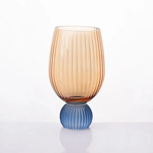 Taça para Vinho / Água Vidro base Esfera Laranja / Azul Linha Sintonia 400ml