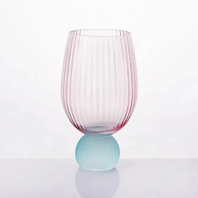 Taça para Vinho / Água Vidro base Esfera Rosa / Azul Linha Sintonia 400ml