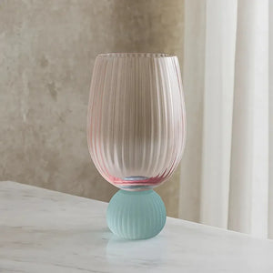 Taça para Vinho / Água Vidro base Esfera Rosa / Azul Linha Sintonia 400ml