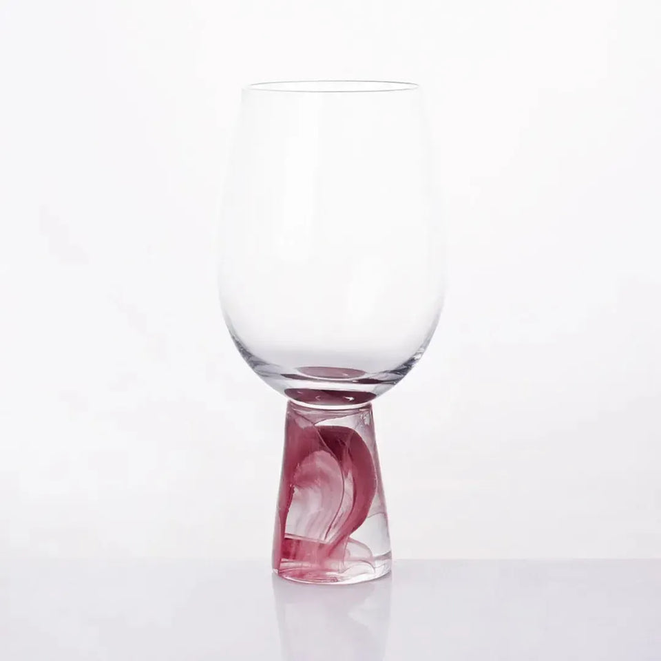 Taça para Vinho Vidro base Cônica Transparente / Bordô Linha Sintonia 400ml