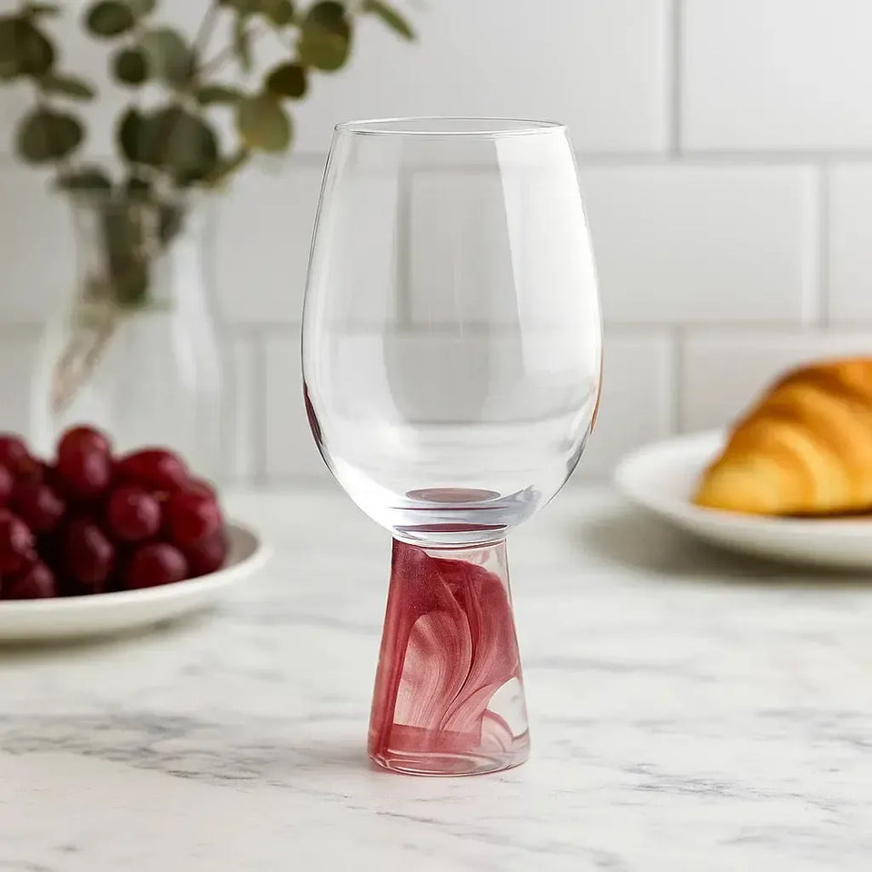 Taça para Vinho Vidro base Cônica Transparente / Bordô Linha Sintonia 400ml