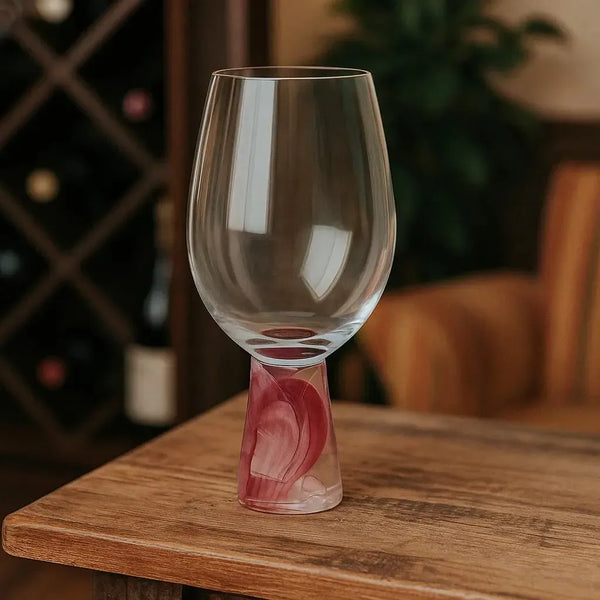 Taça para Vinho Vidro base Cônica Transparente / Bordô Linha Sintonia 400ml