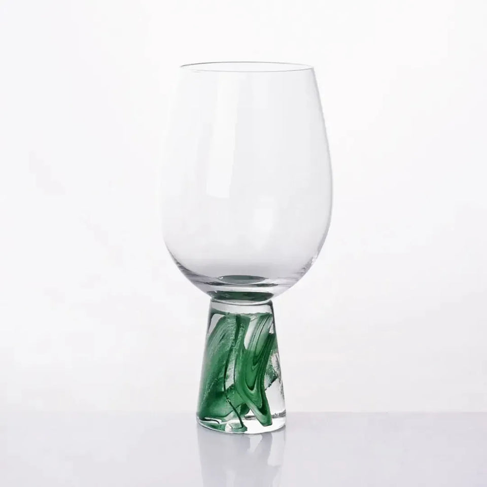 Taça para Vinho Vidro base Cônica Transparente / Verde Linha Sintonia 400ml