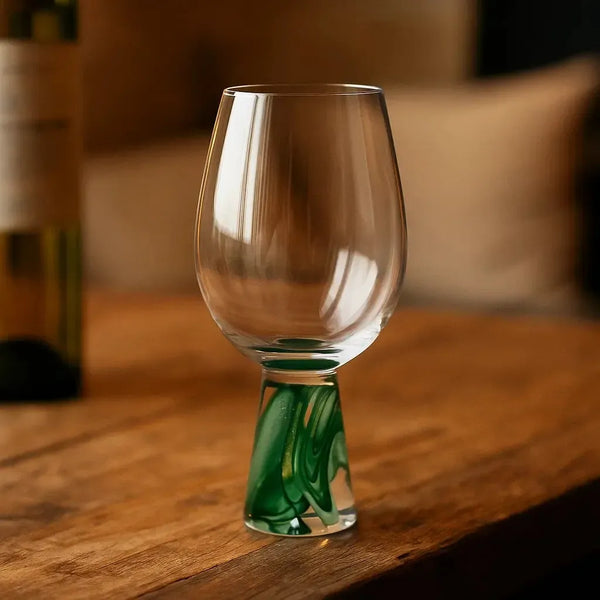 Taça para Vinho Vidro base Cônica Transparente / Verde Linha Sintonia 400ml