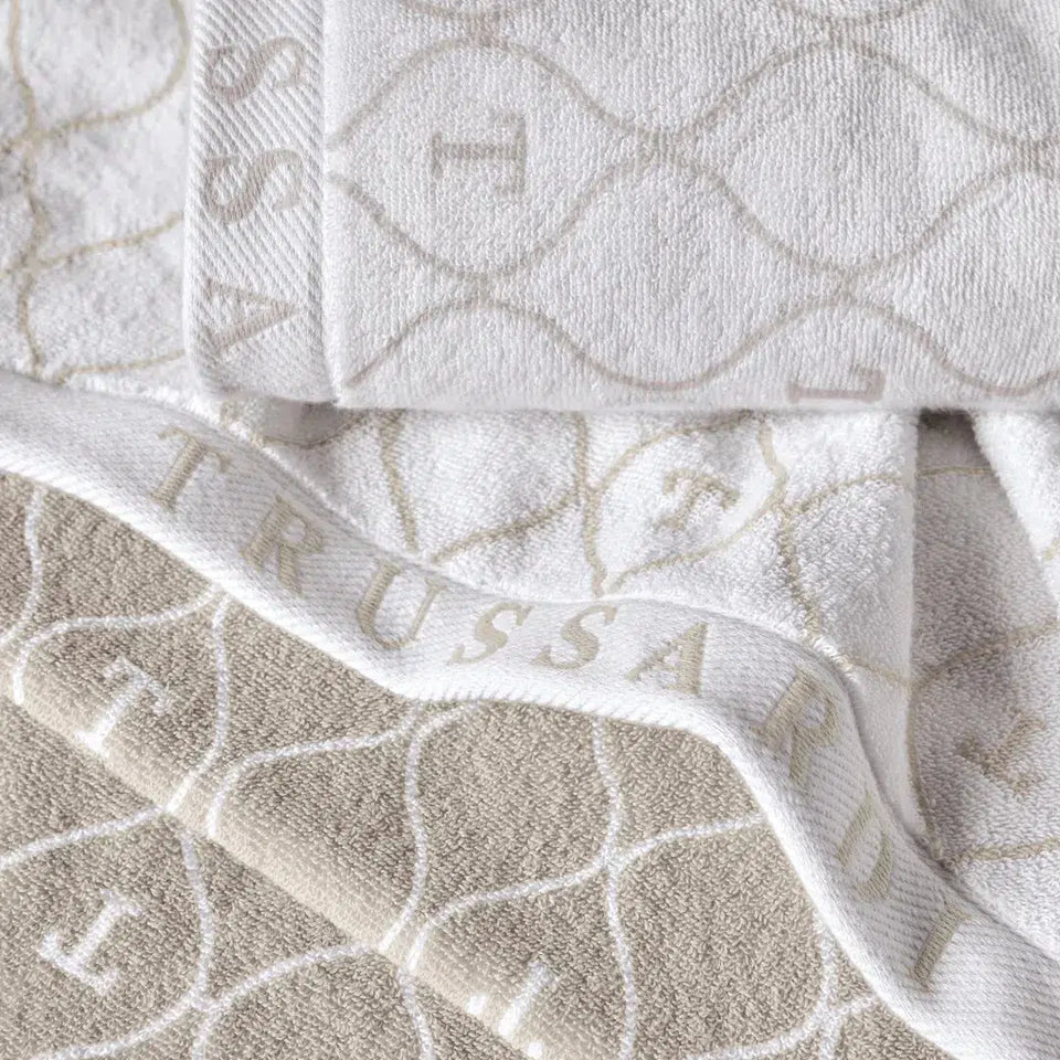 Toalha Rosto Speciale Branca / Bege Trussardi